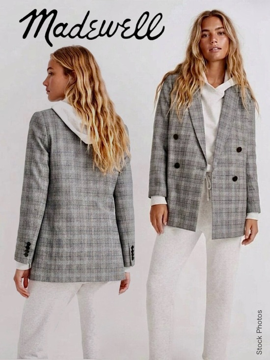Madewell Jackets & Blazers - Madewell Caldwell Double Breasted Blazer Peaked Lapel Edition Suiting Glen Plaid